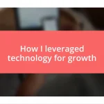 How I leveraged technology for growth