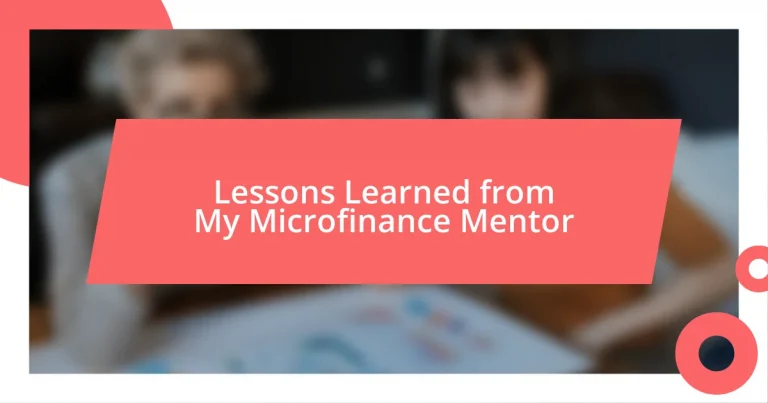 Lessons Learned from My Microfinance Mentor