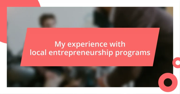 My experience with local entrepreneurship programs