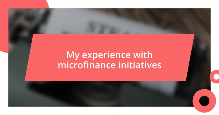 My experience with microfinance initiatives