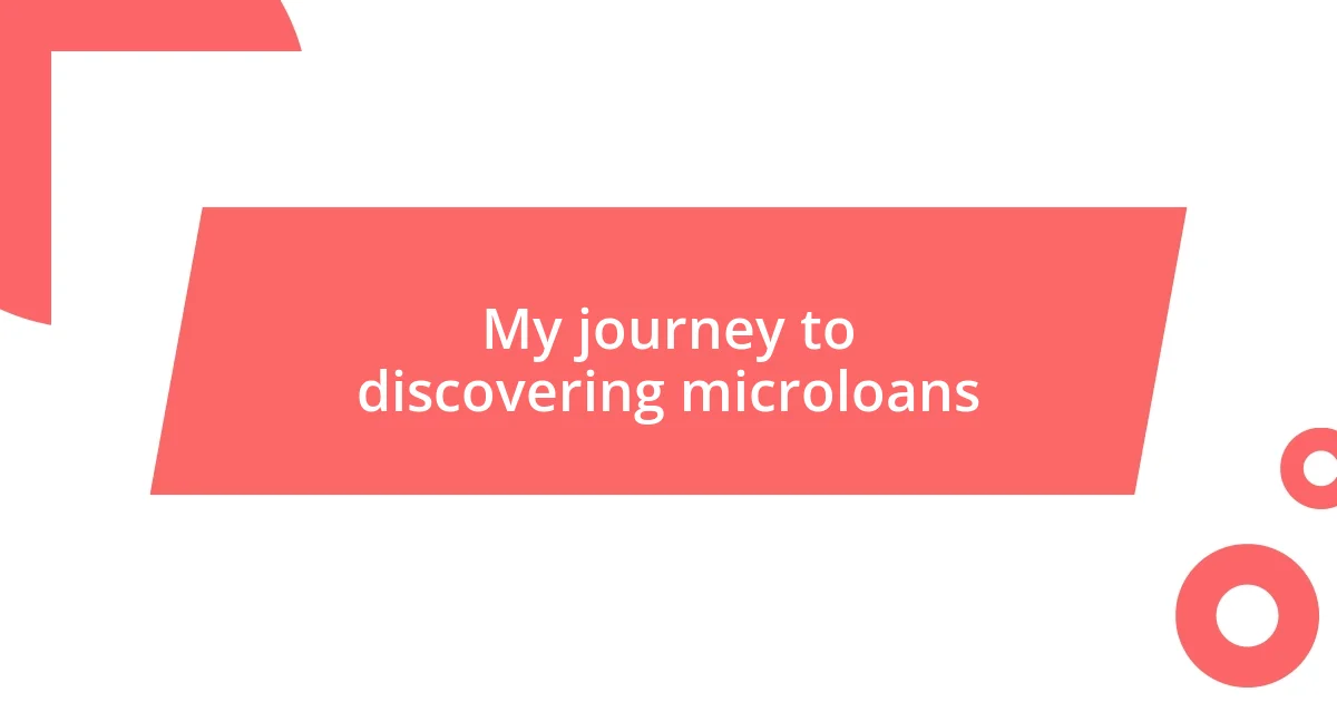 My journey to discovering microloans